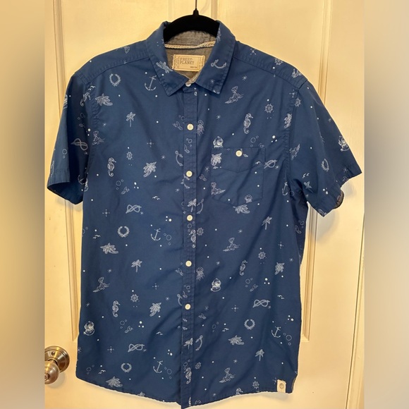 Free Planet Other - Free Planet Men's Navy Blue Short-Sleeve Button-Down Shirt